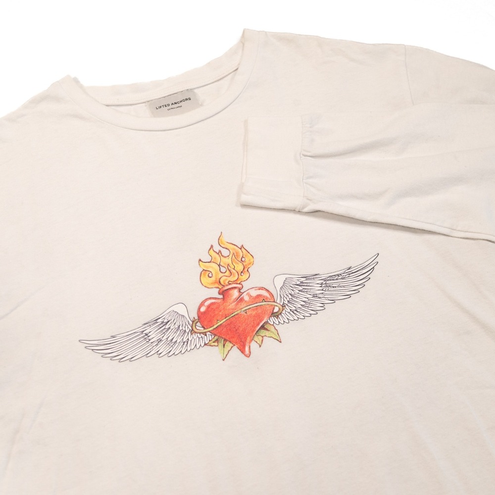LIFTED ANCHORS‎ Men's XL Better Days Flaming Heart Long Sleeve Graphic T-Shirt